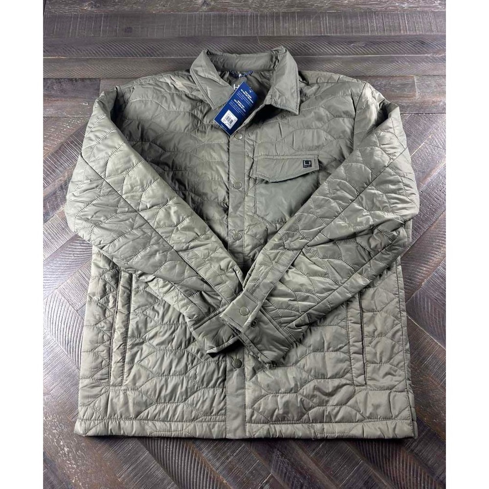 Huk Scale Shacket Mens Small Green Quilted Insulated Fishing Jacket NWT